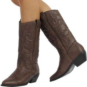 Soda Rerun Women's Brown Western Boots Size 8.5 (FITS LIKE 7.5) Like New